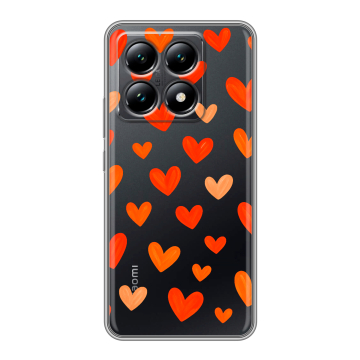 Силиконовый чехол на Xiaomi 14T с принтом Сердечки