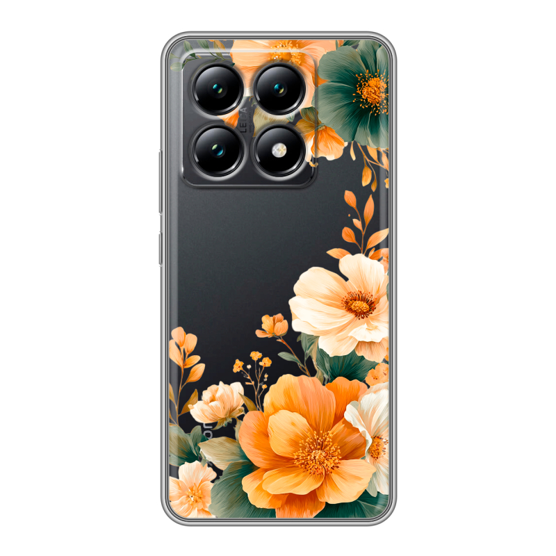 Силиконовый чехол на Xiaomi 14T с принтом Цветы принт Силиконовый чехол на Xiaomi 14T с принтом Цветы принт