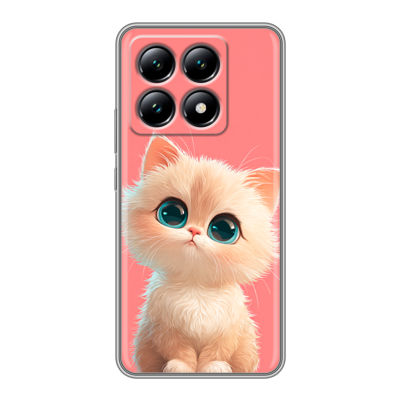 Силиконовый чехол на Xiaomi 14T с принтом Розовый котенок Силиконовый чехол на Xiaomi 14T с принтом Розовый котенок