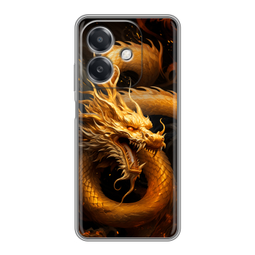 Силиконовый чехол на OPPO A3 4G с принтом Золотой дракон Силиконовый чехол на OPPO A3 4G с принтом Золотой дракон