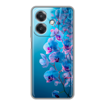 Силиконовый чехол на OPPO A3 4G с принтом голубые орхидеи Силиконовый чехол на OPPO A3 4G с принтом голубые орхидеи