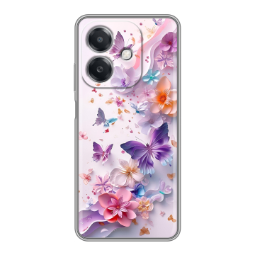 Силиконовый чехол на OPPO A3 4G с принтом цветы бабочки