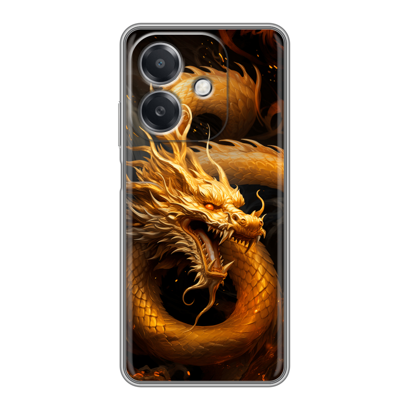 Силиконовый чехол на OPPO A3 4G с принтом Золотой дракон Силиконовый чехол на OPPO A3 4G с принтом Золотой дракон