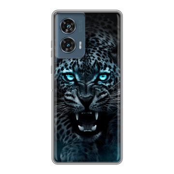 Силиконовый чехол на Motorola Edge 50 Fusion с принтом Темный леопард Силиконовый чехол на Motorola Edge 50 Fusion с принтом Темный леопард