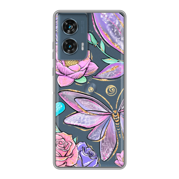 Силиконовый чехол на Motorola Edge 50 Fusion с принтом Бабочки и цветы Силиконовый чехол на Motorola Edge 50 Fusion с принтом Бабочки и цветы
