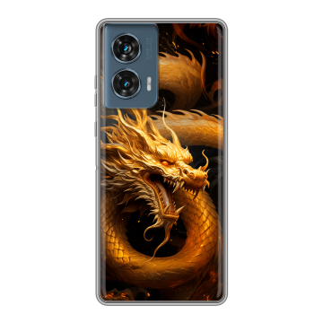 Силиконовый чехол на Motorola Edge 50 Fusion с принтом Золотой дракон