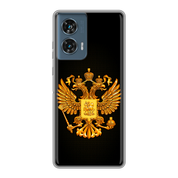 Силиконовый чехол на Motorola Edge 50 Fusion с принтом Герб России желтый Силиконовый чехол на Motorola Edge 50 Fusion с принтом Герб России желтый