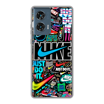 Силиконовый чехол на Motorola Edge 50 Fusion с принтом найк nike черный