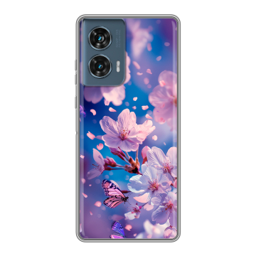 Силиконовый чехол на Motorola Edge 50 Fusion с принтом цветы бабочки Силиконовый чехол на Motorola Edge 50 Fusion с принтом цветы бабочки