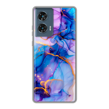Силиконовый чехол на Motorola Edge 50 Fusion с принтом синий мрамор Силиконовый чехол на Motorola Edge 50 Fusion с принтом синий мрамор