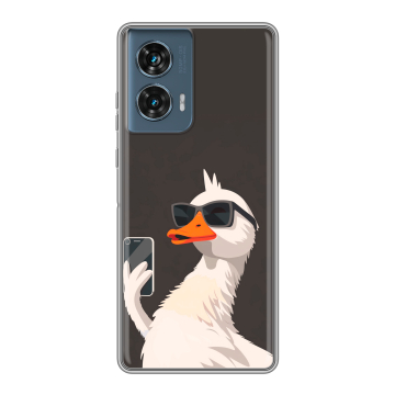 Силиконовый чехол на Motorola Edge 50 Fusion с принтом утка в очках Силиконовый чехол на Motorola Edge 50 Fusion с принтом утка в очках
