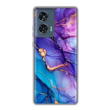 Силиконовый чехол на Motorola Edge 50 Fusion с принтом синий мрамор Силиконовый чехол на Motorola Edge 50 Fusion с принтом синий мрамор