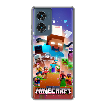 Силиконовый чехол на Motorola Edge 50 Fusion с принтом Майнкрафт Minecraft