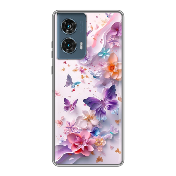 Силиконовый чехол на Motorola Edge 50 Fusion с принтом цветы бабочки