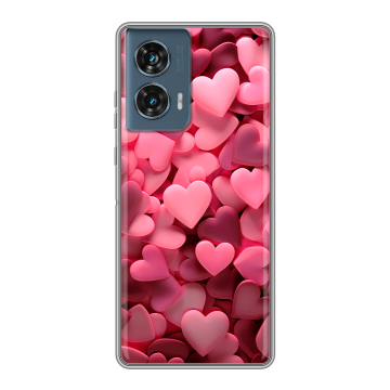 Силиконовый чехол на Motorola Edge 50 Fusion с принтом розовые сердечки Силиконовый чехол на Motorola Edge 50 Fusion с принтом розовые сердечки