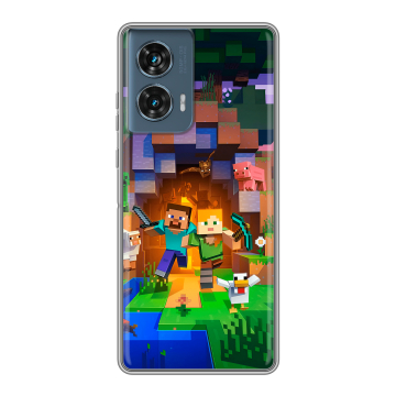 Силиконовый чехол на Motorola Edge 50 Fusion с принтом Майнкрафт Minecraft