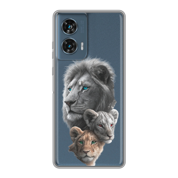 Силиконовый чехол на Motorola Edge 50 Fusion с принтом Львы