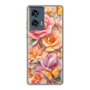 Силиконовый чехол на Motorola Edge 50 Fusion с принтом Цветы и бабочки