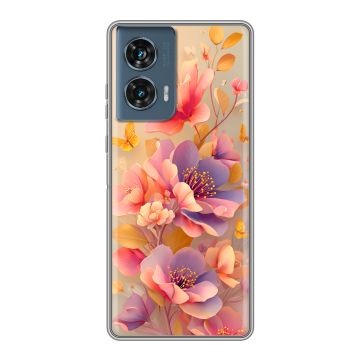 Силиконовый чехол на Motorola Edge 50 Fusion с принтом Цветы и бабочки