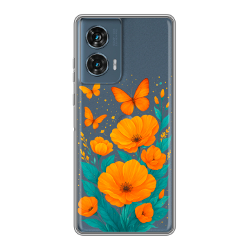 Силиконовый чехол на Motorola Edge 50 Fusion с принтом цветы бабочки