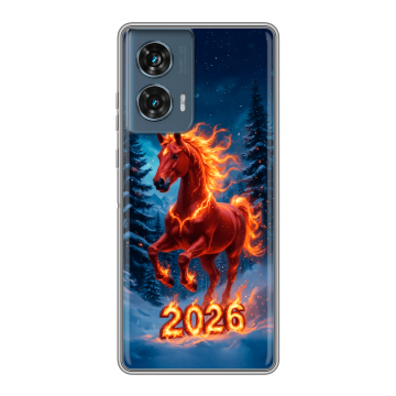 Силиконовый чехол на Motorola Edge 50 Fusion с принтом Новый год коня