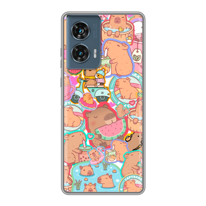 Силиконовый чехол на Motorola Edge 50 Fusion с принтом капибары Силиконовый чехол на Motorola Edge 50 Fusion с принтом капибары