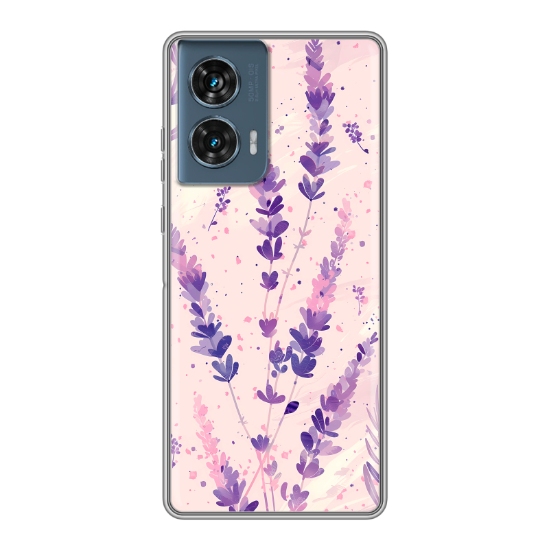 Силиконовый чехол на Motorola Edge 50 Fusion с принтом цветы лаванда Силиконовый чехол на Motorola Edge 50 Fusion с принтом цветы лаванда