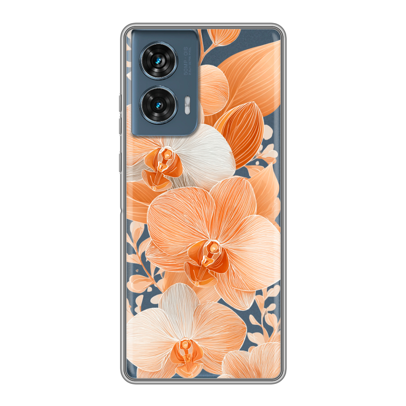 Силиконовый чехол на Motorola Edge 50 Fusion с принтом Бежевые цветы Силиконовый чехол на Motorola Edge 50 Fusion с принтом Бежевые цветы