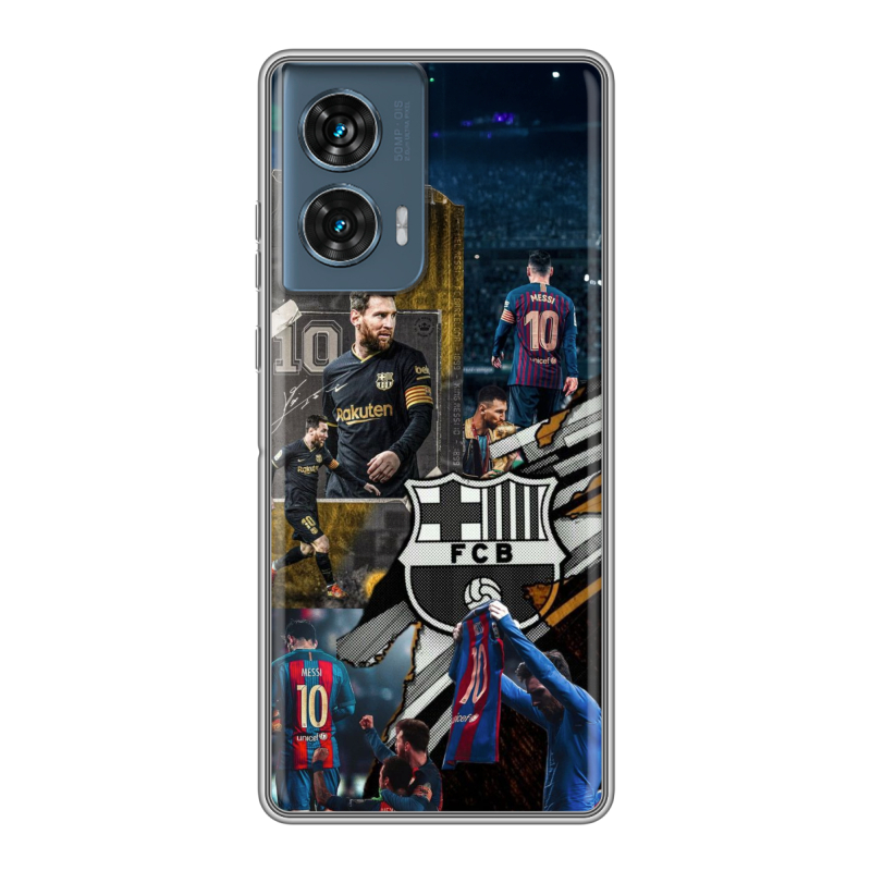 Силиконовый чехол на Motorola Edge 50 Fusion с принтом Messi Barcelona Силиконовый чехол на Motorola Edge 50 Fusion с принтом Messi Barcelona