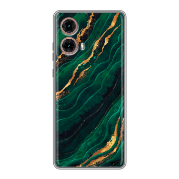 Силиконовый чехол на Motorola Moto G85 с принтом Мрамор зеленое золото