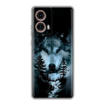 Силиконовый чехол на Motorola Moto G85 с принтом Лесной волк