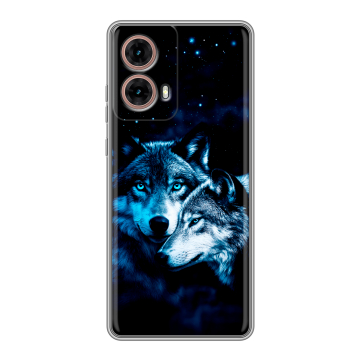 Силиконовый чехол на Motorola Moto G85 с принтом Волки