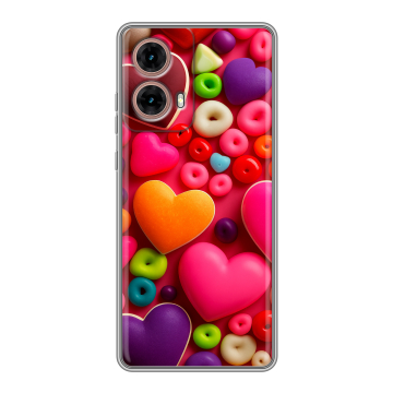 Силиконовый чехол на Motorola Moto G85 с принтом Сердечки