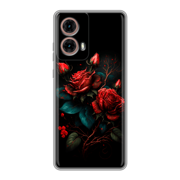 Силиконовый чехол на Motorola Moto G85 с принтом Розы красные