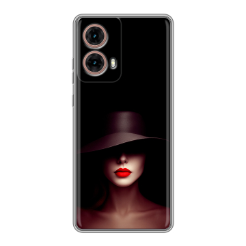 Силиконовый чехол на Motorola Moto G85 с принтом Девушка в шляпе