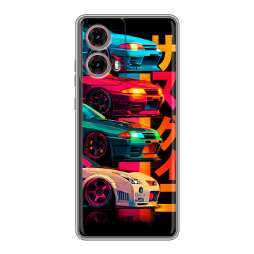 Силиконовый чехол на Motorola Moto G85 с принтом Гоночные машины