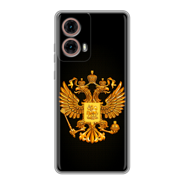 Силиконовый чехол на Motorola Moto G85 с принтом Герб России желтый