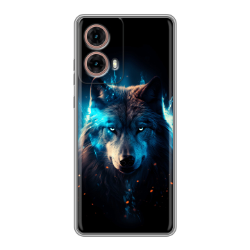 Силиконовый чехол на Motorola Moto G85 с принтом Волк ночной