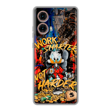 Силиконовый чехол на Motorola Moto G85 с принтом Дональд Дак Деньги