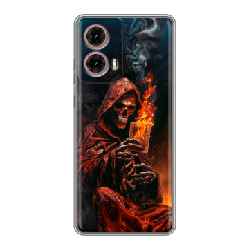 Силиконовый чехол на Motorola Moto G85 с принтом Скелет и карты