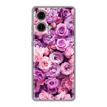 Силиконовый чехол на Motorola Moto G85 с принтом лавандовые розы