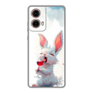 Силиконовый чехол на Motorola Moto G85 с принтом кролик зайчик
