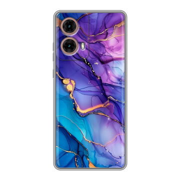 Силиконовый чехол на Motorola Moto G85 с принтом синий мрамор