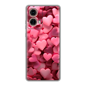 Силиконовый чехол на Motorola Moto G85 с принтом розовые сердечки