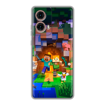 Силиконовый чехол на Motorola Moto G85 с принтом Майнкрафт Minecraft Силиконовый чехол на Motorola Moto G85 с принтом Майнкрафт Minecraft