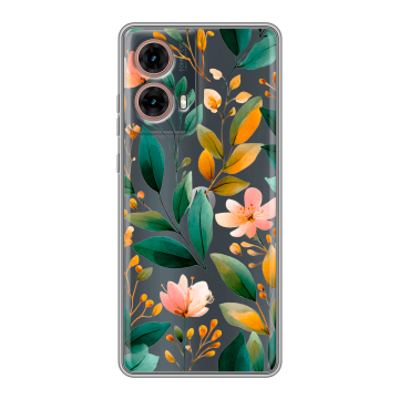 Силиконовый чехол на Motorola Moto G85 с принтом Цветы паттерн