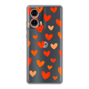 Силиконовый чехол на Motorola Moto G85 с принтом Сердечки