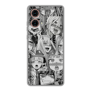 Силиконовый чехол на Motorola Moto G85 с принтом Ahegao Ахегао Аниме