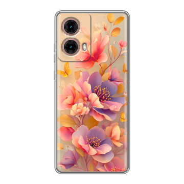 Силиконовый чехол на Motorola Moto G85 с принтом Цветы и бабочки