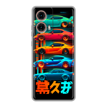 Силиконовый чехол на Motorola Moto G85 с принтом машины тачки